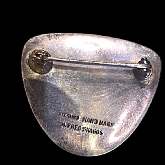 H. Fred Skaggs Modernist Sterling Silver Signed Set of 2 Brooches w/Tourmaline C - Picture 10 of 15